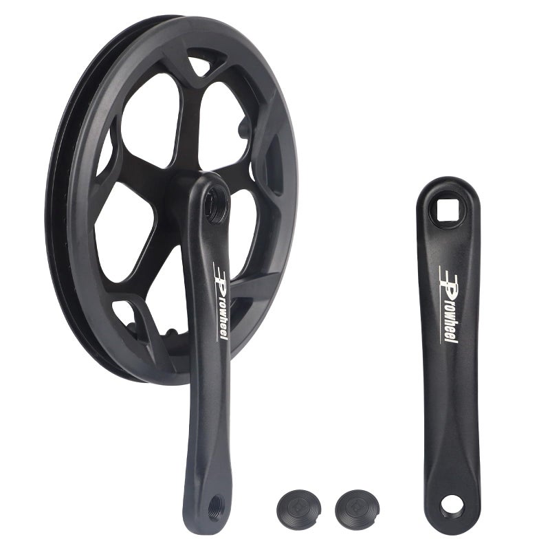 WEEROCK Prowheel E Bike/ Bike Crankset 1 Piece/Single 52T Chainring Crankset with Aluminium Alloy 170mm Arm, Double Chain Cover for Single Speed and 6/7/8 Speeds Electric Bike,Bicycles, Folding Bicycle - Image 1