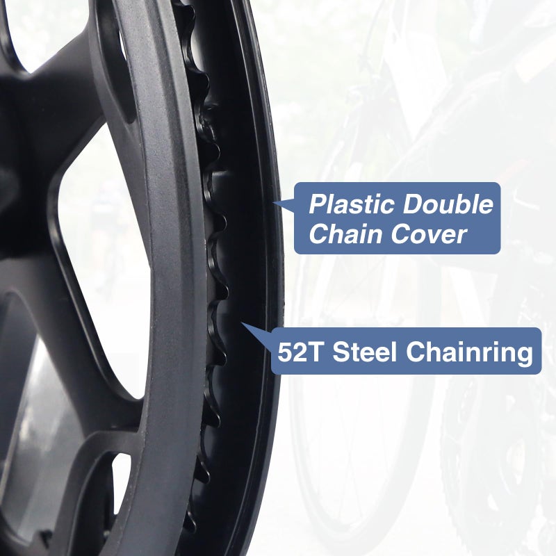 WEEROCK Prowheel E Bike/ Bike Crankset 1 Piece/Single 52T Chainring Crankset with Aluminium Alloy 170mm Arm, Double Chain Cover for Single Speed and 6/7/8 Speeds Electric Bike,Bicycles, Folding Bicycle - Image 4