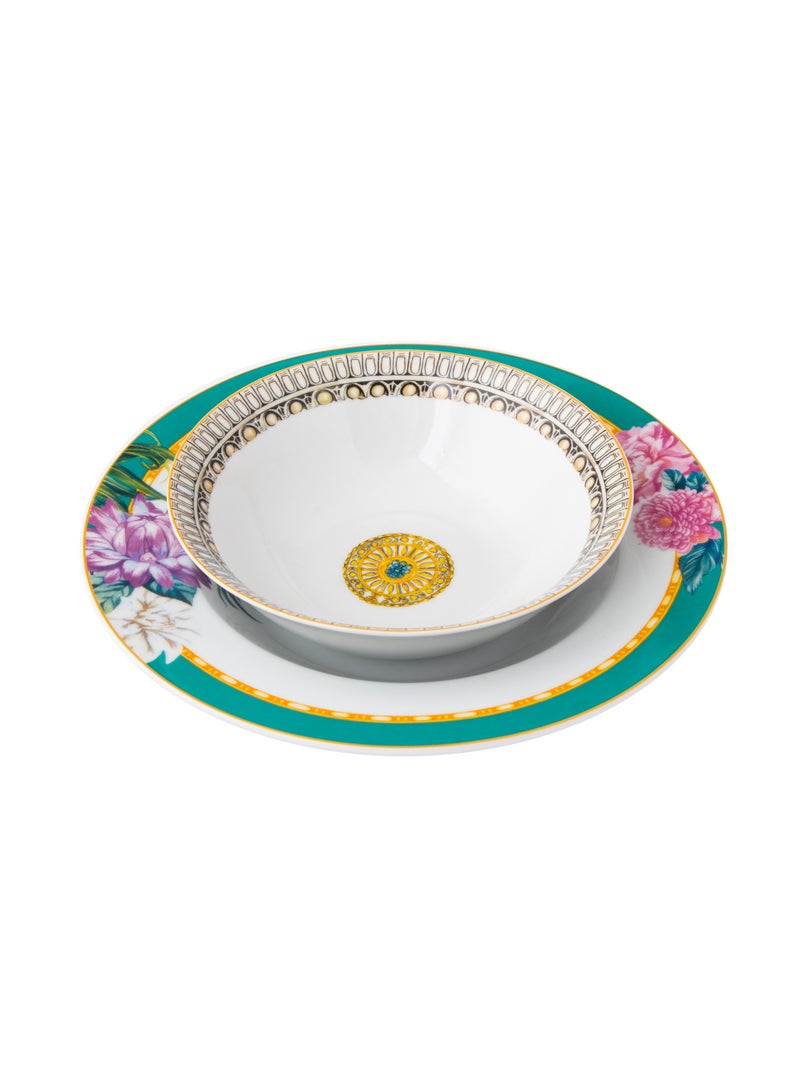 دانيا طقم سفرة بورسلين 28 قطعة بطبعة زهور، مناسب لـ 6 أشخاص متعدد الألوان - Image 4