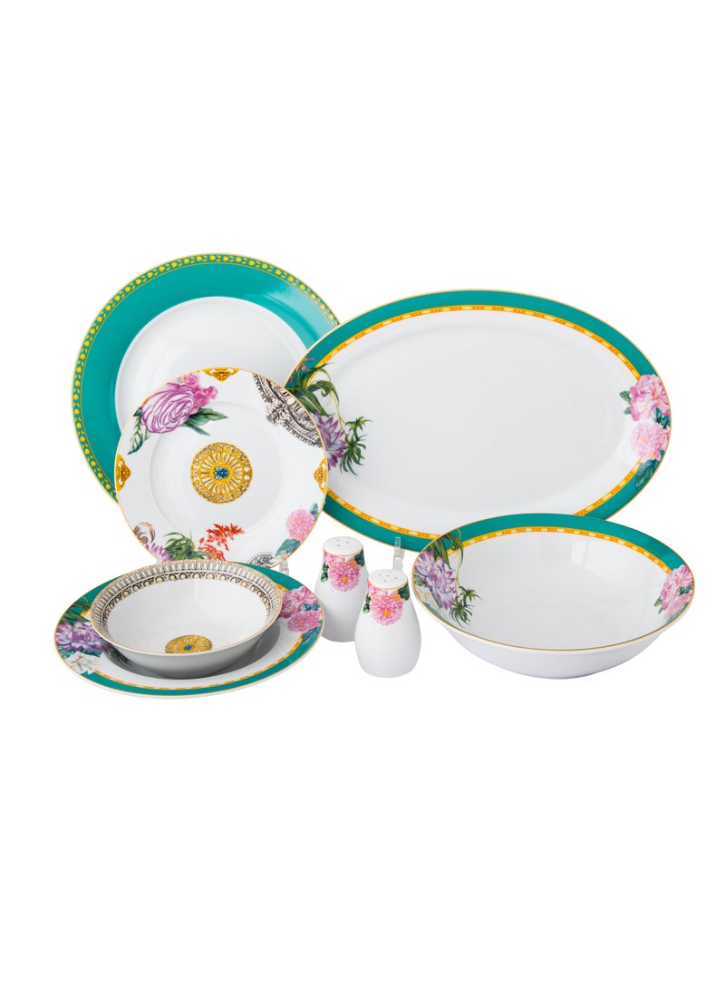 دانيا طقم سفرة بورسلين 28 قطعة بطبعة زهور، مناسب لـ 6 أشخاص متعدد الألوان - Image 2