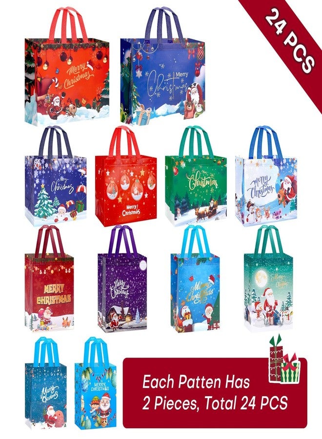 Fayayuan 24 Pack Christmas Gift Bags Assorted Sizes, Reusable Tote Bags Includes 4 Extra Large 17",8 Large 13",8 Medium 10",4 Small 8" Non-Woven Christmas Bags for Xmas Party Supplies - Image 3