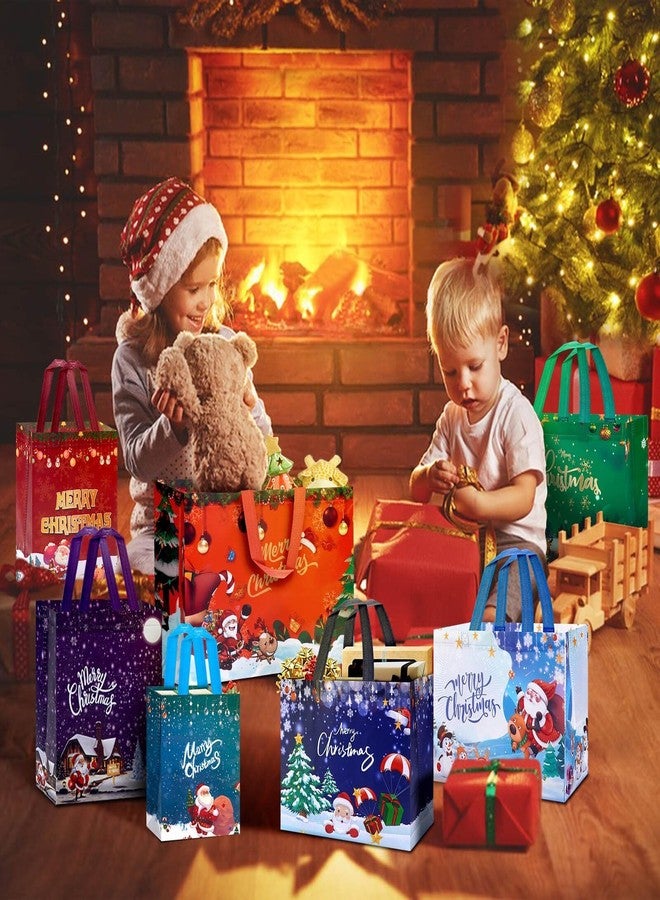 Fayayuan 24 Pack Christmas Gift Bags Assorted Sizes, Reusable Tote Bags Includes 4 Extra Large 17",8 Large 13",8 Medium 10",4 Small 8" Non-Woven Christmas Bags for Xmas Party Supplies - Image 5