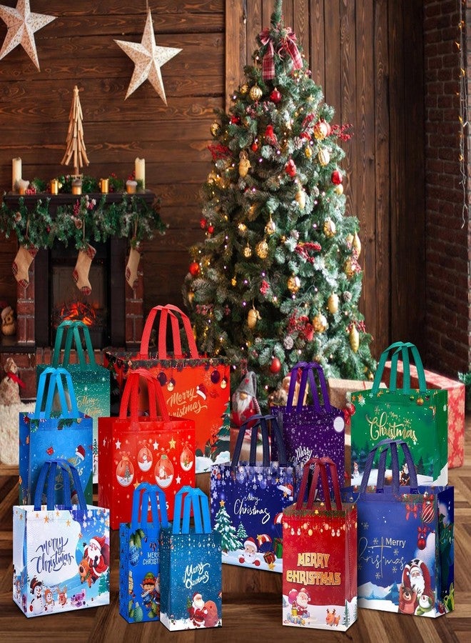 Fayayuan 24 Pack Christmas Gift Bags Assorted Sizes, Reusable Tote Bags Includes 4 Extra Large 17",8 Large 13",8 Medium 10",4 Small 8" Non-Woven Christmas Bags for Xmas Party Supplies - Image 4