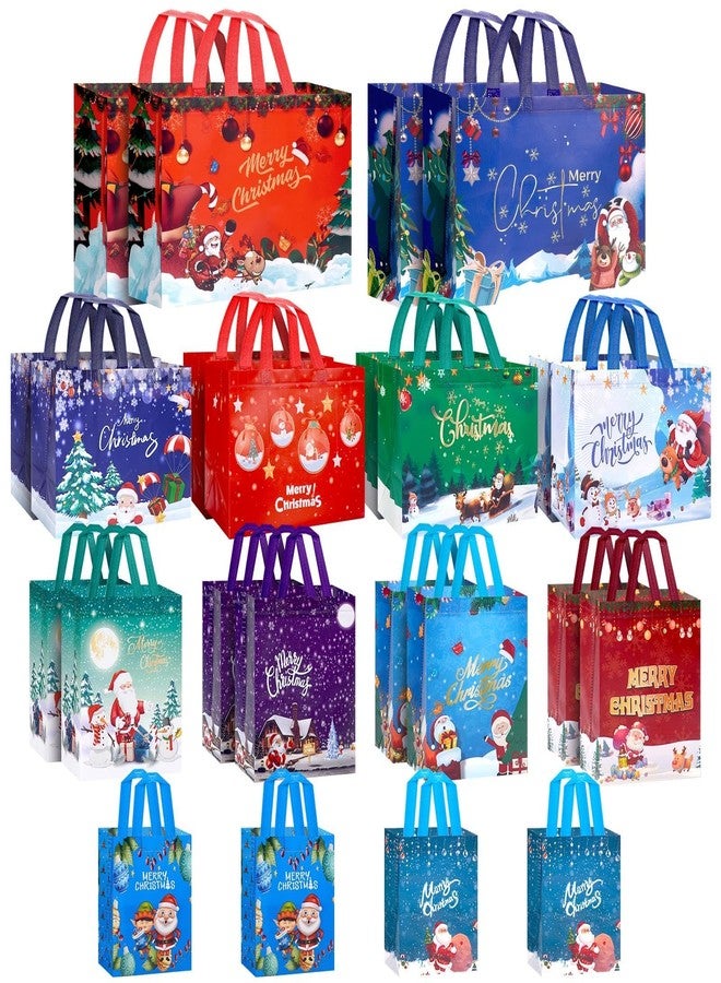 Fayayuan 24 Pack Christmas Gift Bags Assorted Sizes, Reusable Tote Bags Includes 4 Extra Large 17",8 Large 13",8 Medium 10",4 Small 8" Non-Woven Christmas Bags for Xmas Party Supplies - Image 1