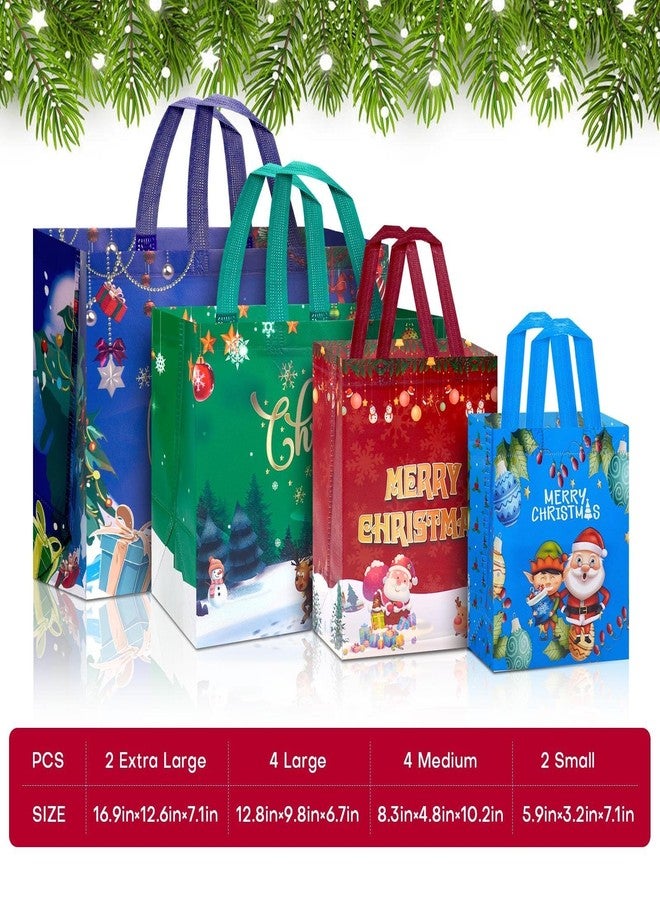 Fayayuan 24 Pack Christmas Gift Bags Assorted Sizes, Reusable Tote Bags Includes 4 Extra Large 17",8 Large 13",8 Medium 10",4 Small 8" Non-Woven Christmas Bags for Xmas Party Supplies - Image 2