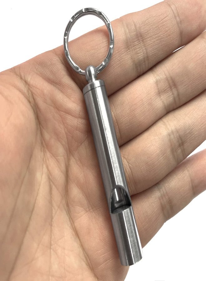 FXHDC-M 2PCS Mini Stainless Steel Survival Whistle Perfect for Camping, Hiking and Boating Loud Emergency Whistle with Far Distance Rang for Sporting Events and Call Your Dog，Keychain Included - Image 4