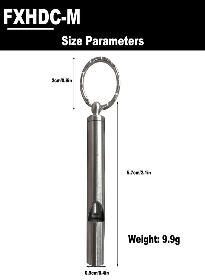 FXHDC-M 2PCS Mini Stainless Steel Survival Whistle Perfect for Camping, Hiking and Boating Loud Emergency Whistle with Far Distance Rang for Sporting Events and Call Your Dog，Keychain Included - Image 3
