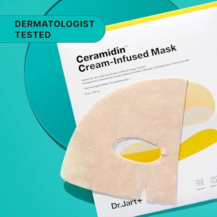 Dr.Jart+ Ceramidin Cream-Infused Korean Face Mask for Dry Skin with Ceramides and Panthenol | Sheet Mask | Korean Skin Care | Travel Size, 1 Pack - Image 5
