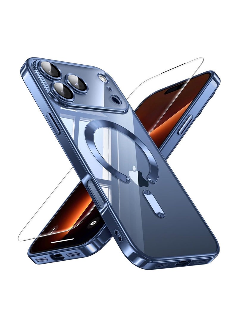 WRISTWISE Case Cover for iPhone 17 Pro with 1 Screen Protector [Built-in Camera Lens Protector] [Shockproof and Dustproof] [Slim and Elegant Case] Blue - Image 1