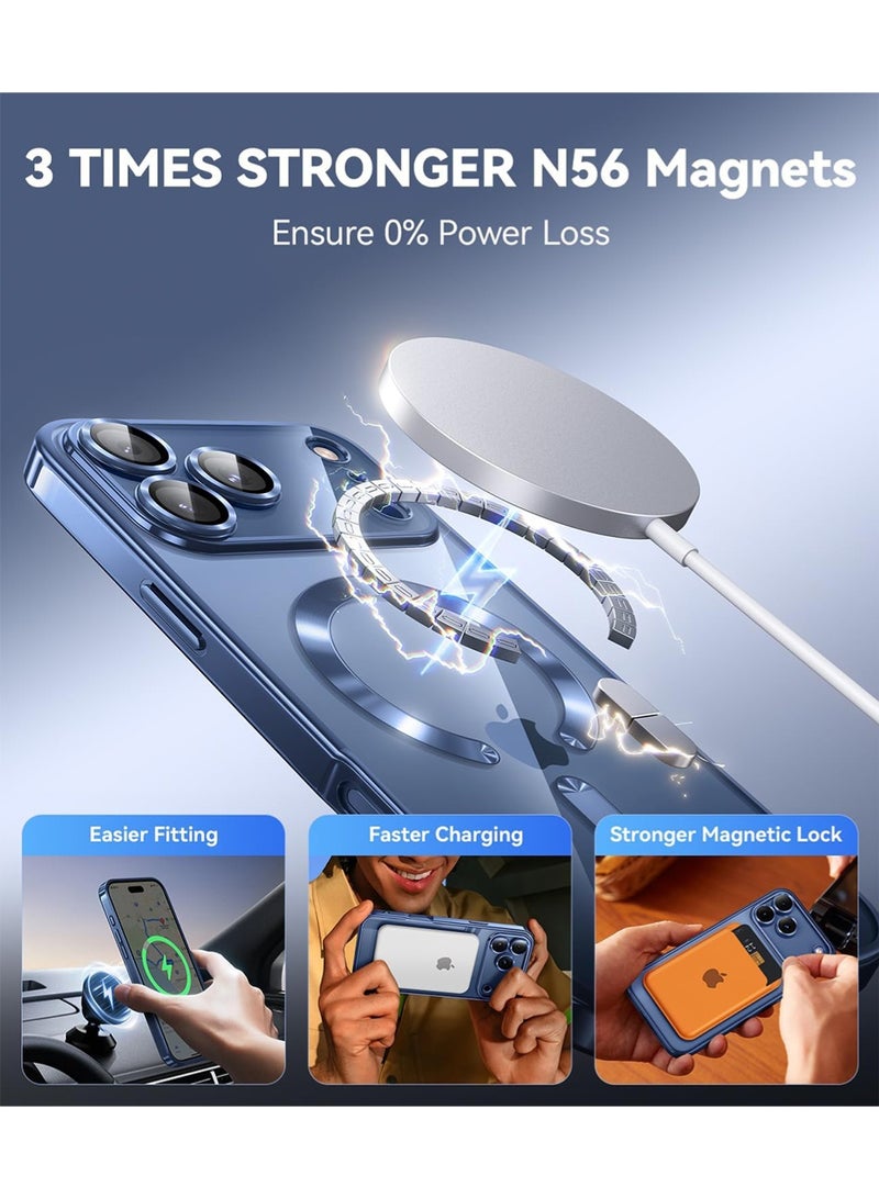 WRISTWISE Case Cover for iPhone 17 Pro with 1 Screen Protector [Built-in Camera Lens Protector] [Shockproof and Dustproof] [Slim and Elegant Case] Blue - Image 4