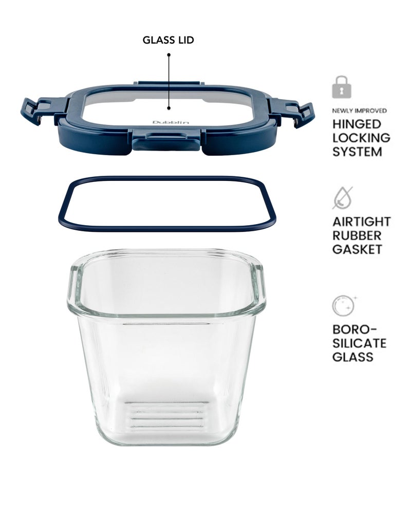 DUBBLIN Keep In Glass Borosilicate Glass Container 850ml - Square, Clear | Oven, Freezer & Microwave Safe Storage Solution (1 Piece) - Image 3