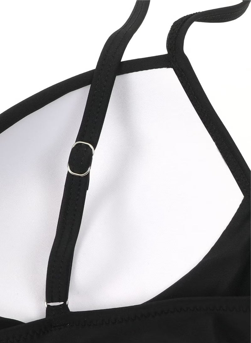 Sthxyfaith Women's Solid Color Bikini Sets Two Piece Bathing Suits V-Neck Slip Bikini Bra And Boxer Brief Bottom Swimwear Suits - Image 3