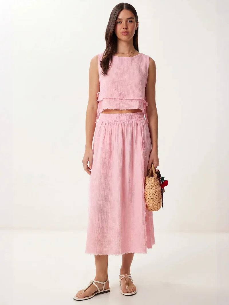 السعادة في إسطنبول ISTANBUL Cotton Sleeveless Blouse And Midi Skirt Set