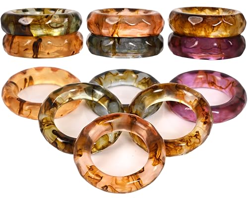 Alpha Living Home ALPHA Living HOME Napkin Rings Set of 12  Handmade Epoxy Resin Napkin Holders for Elegant Table Decor Dining Weddings Parties  Special Events  Durable  Stylish Serviette Rings Spring Color
