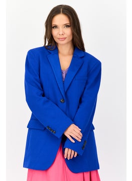 ESPRIT Women Regular Fit Solid Formal Blazer, Blue  - Image 1