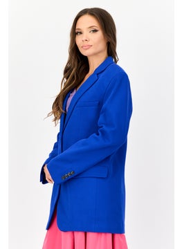 ESPRIT Women Regular Fit Solid Formal Blazer, Blue  - Image 2