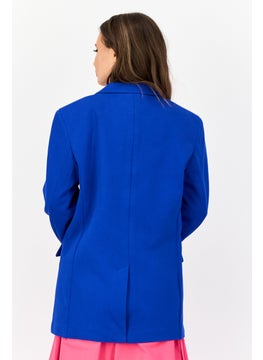 ESPRIT Women Regular Fit Solid Formal Blazer, Blue  - Image 4