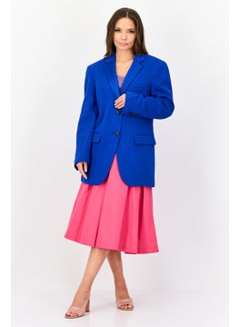 ESPRIT Women Regular Fit Solid Formal Blazer, Blue  - Image 3