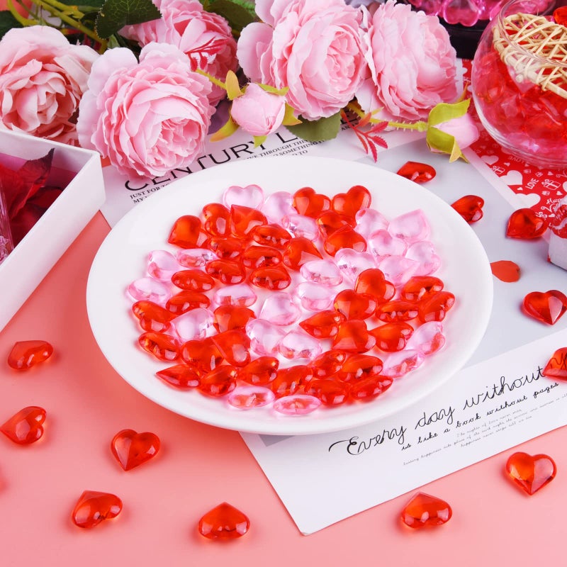 TUPARKA 210 Pcs Acrylic Hearts Red and Pink Acrylic Hearts Ornaments for Table Decoration/Vase Fillers/Home Decoration in Valentines or Wedding Day - Image 4