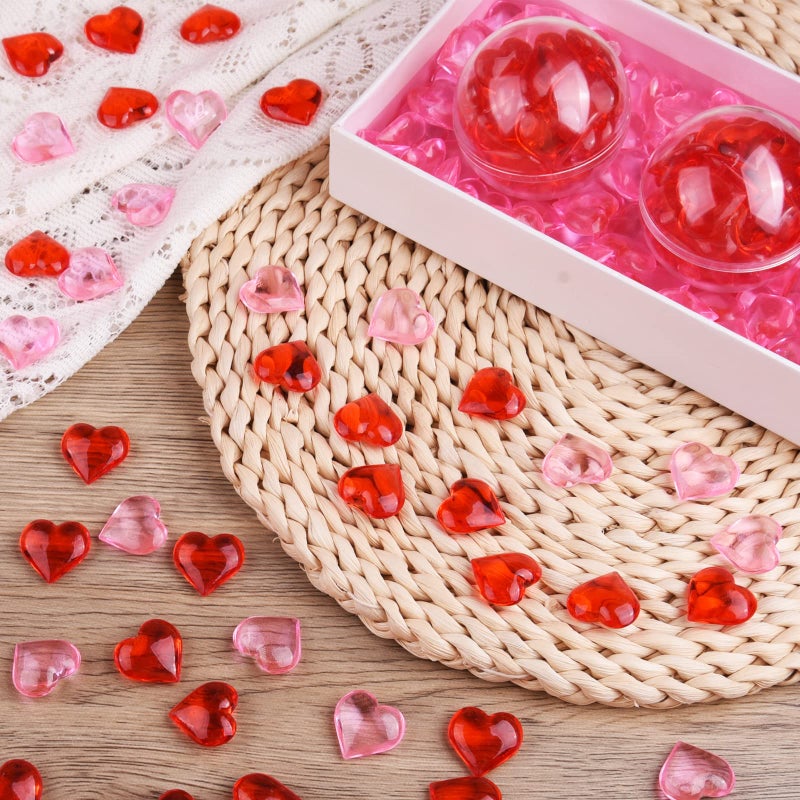 TUPARKA 210 Pcs Acrylic Hearts Red and Pink Acrylic Hearts Ornaments for Table Decoration/Vase Fillers/Home Decoration in Valentines or Wedding Day - Image 5