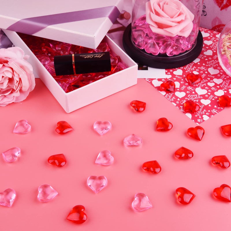 TUPARKA 210 Pcs Acrylic Hearts Red and Pink Acrylic Hearts Ornaments for Table Decoration/Vase Fillers/Home Decoration in Valentines or Wedding Day - Image 3