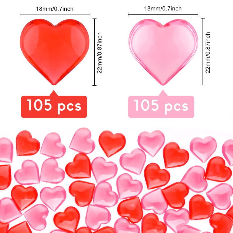 TUPARKA 210 Pcs Acrylic Hearts Red and Pink Acrylic Hearts Ornaments for Table Decoration/Vase Fillers/Home Decoration in Valentines or Wedding Day - Image 2