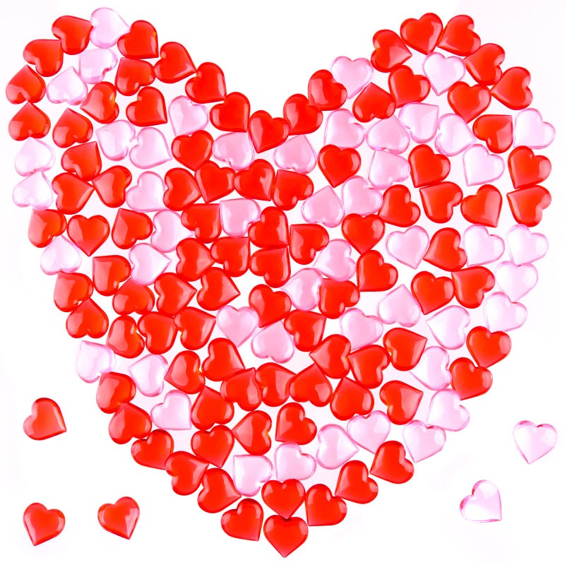 TUPARKA 210 Pcs Acrylic Hearts Red and Pink Acrylic Hearts Ornaments for Table Decoration/Vase Fillers/Home Decoration in Valentines or Wedding Day - Image 1