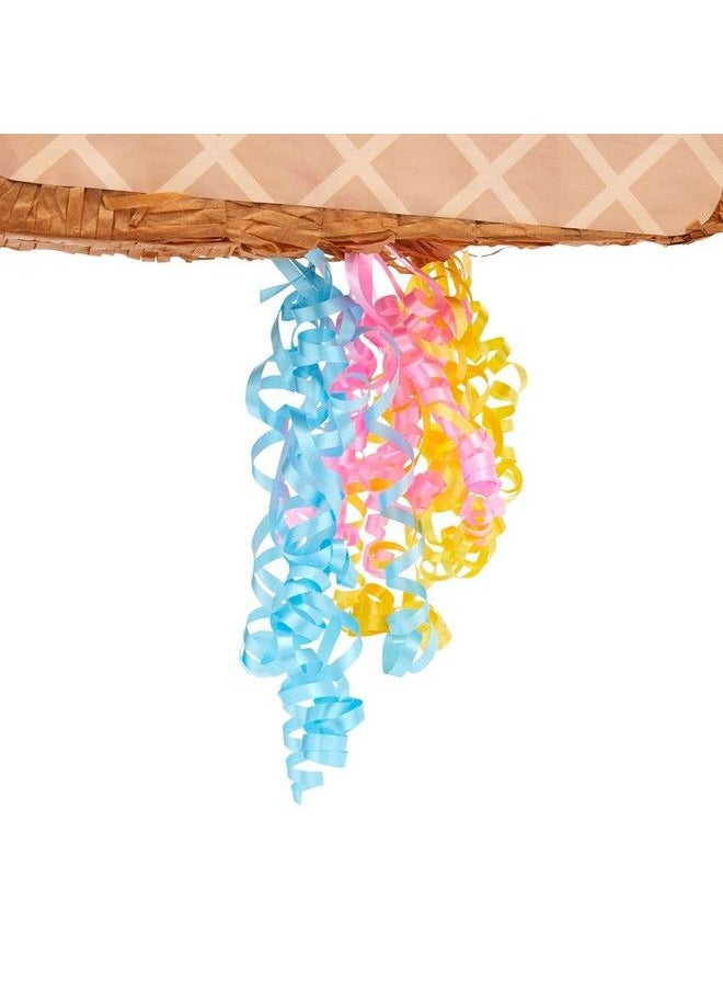 Pull String Number 2 Ice Cream Pinata For Two Sweet Birthday Decorations (16.5 X 11.5 In)