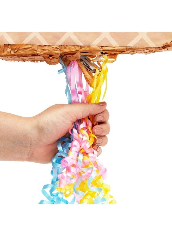 Pull String Number 2 Ice Cream Pinata For Two Sweet Birthday Decorations (16.5 X 11.5 In)