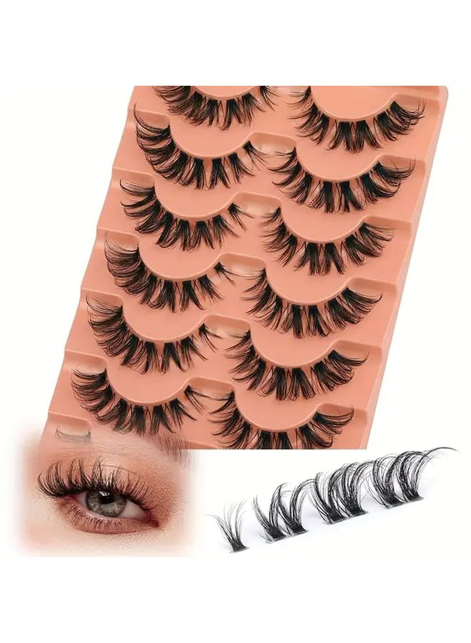 Natural Wispy Individual Eyelash Clusters 56 Pcs 17mm Clear Band Multipack Model GL707 - Image 2