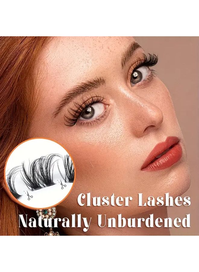 Natural Wispy Individual Eyelash Clusters 56 Pcs 17mm Clear Band Multipack Model GL707 - Image 3