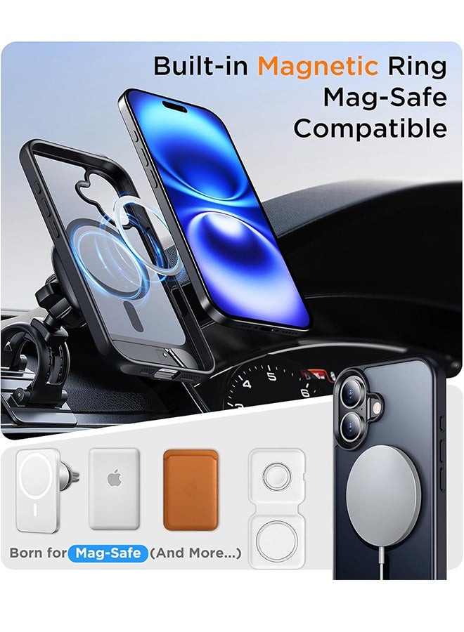 Magnetic Compatible with iPhone 16 Case, Built-in Invisible Kickstand, Compatible with MagSafe, Superstrong Shockproof, Slim Translucent Matte Phone Case for iPhone 16 6.1" - Image 5