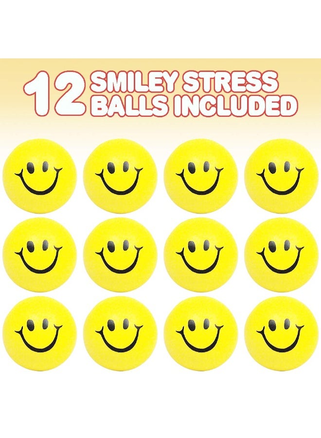 Eleish Smile Face Stress Balls for Kids and Adults - Pack of 12 - 2 Inch Spongy Squeeze Toys for Anxiety Relief - Fun Birthday Party Favors and Goodie Bag Fillers for Boys and Girls - Image 5