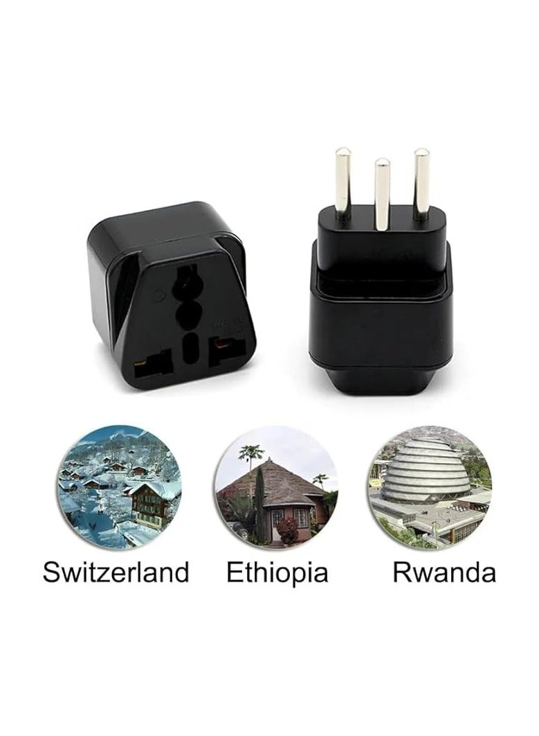 erorex Plug Adapter,2 Pack UK to Switzerland Plug Adapters, UK to Swiss Plug Adapter, European Travel Universal Plug Adapter for Using in Switzerland (2PCS, Black)  - Image 2