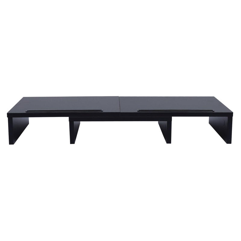 Black Wood Rotatable Monitor Stand Storage Rack For Single Dual Screen Desk Organization - Image 2