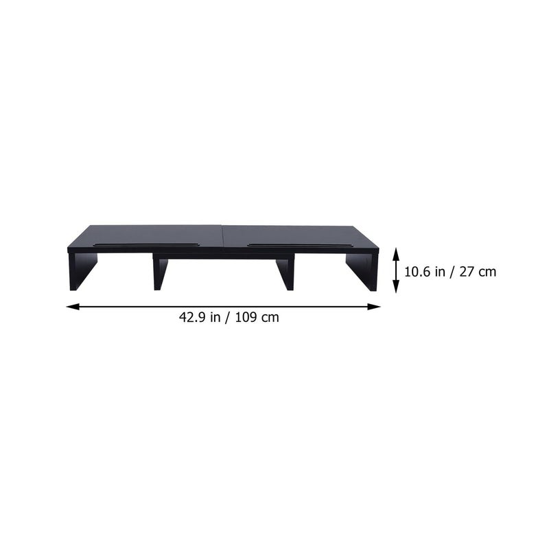 Black Wood Rotatable Monitor Stand Storage Rack For Single Dual Screen Desk Organization - Image 3