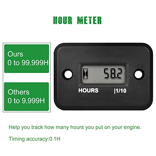 Yooreal Digital Inductive Hour Meter,Gas Engine Hr Meters,Dirt Bike,Waterproof IP68,for Various of ZTR/Riding Lawn Mower Land Trimmer Pressure Washer Boat Outboard Motor Motorcycle ATV Boat etc - Image 2