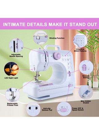 12-Stitch Electric Sewing Machine - Double Line and Double Speed - Portable Multifunctional Sewing Machine for Beginners and Kids - view 3