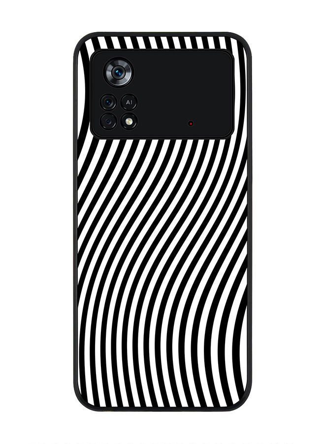 Stylizedd Rugged Black edge case for Poco M4 Pro 4G Slim fit Soft Case Flexible Rubber Edges Anti Drop TPU Gel Thin Cover - Zebra Lines - Image 1