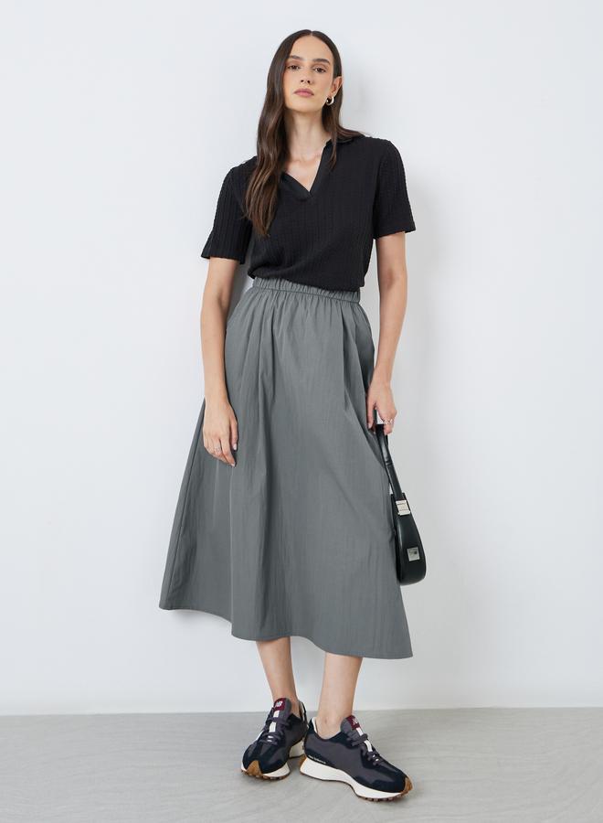 Styli Elastic Waistband A-Line Maxi Skirt - Image 1