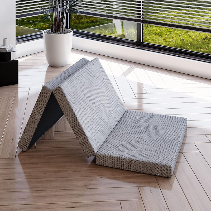ايجوهوم مرتبة قابلة للطي من EGO Home مقاس 75 × 195 سم، مرتبة قابلة للطي من 3 قطع بمستوى صلابة H3، ارتفاع 10 سم، مرتبة قابلة للطي من فوم الجل مقاس 195 × 75 سم للسفر والتخييم والاستخدام الخارجي والأرضيات وسرير الضيوف، معتمدة من Oeko-Tex - Image 1