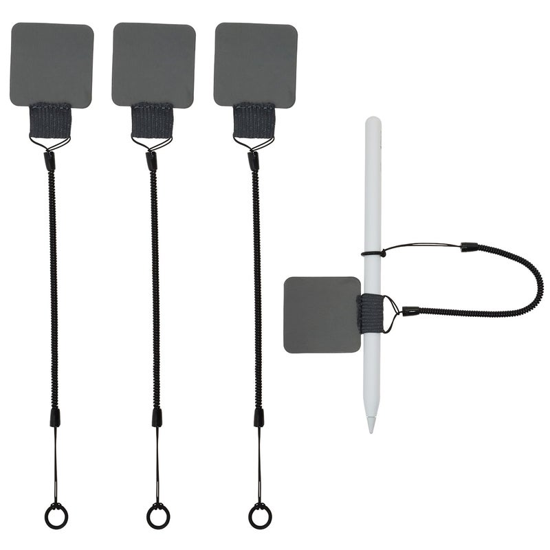Mini Skater Plastic Elastic Tether Lanyard with Silicone Ring Pen Loop Holder for Tethering Stylus Pen to Drawing Tablet 4 Set Grey - Image 3