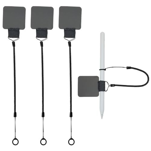 Mini Skater Plastic Elastic Tether Lanyard with Silicone Ring Pen Loop Holder for Tethering Stylus Pen to Drawing Tablet 4 Set Grey - Image 1