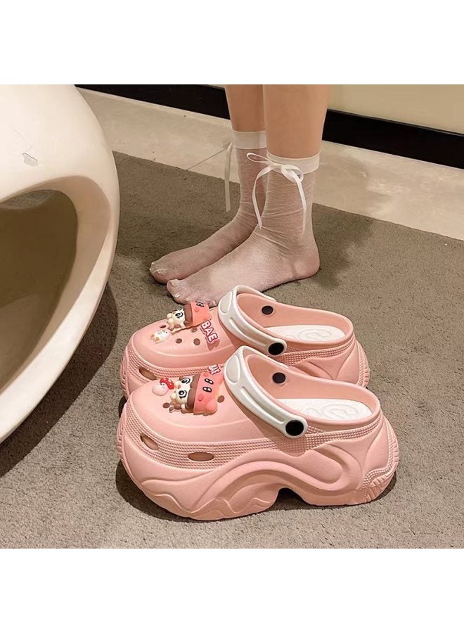Stomp Sense Cartoon Hole Shoes Women's Summer Outfit Indoor Home Non-slip Heightening Baotou Thick Slippers Summer