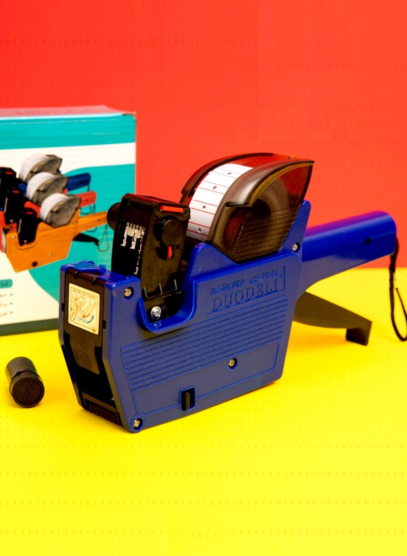 Zoro andheld label machine kit, price machine with labels, 1-line label machine, 1 price machine, 2 roll labels, and 5 ink wheels (BLUE) - Image 1