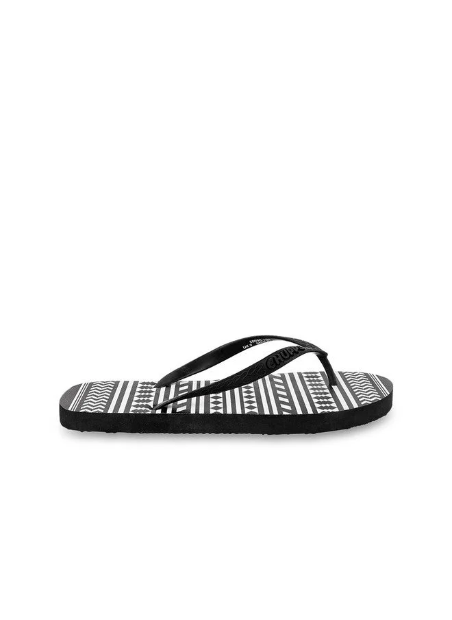 تشيبس Black And White Printed Flip Flops For Men