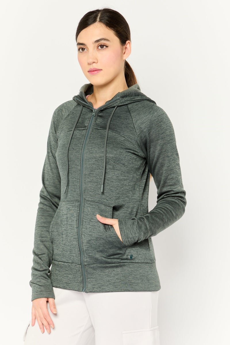 Bearpaw Women Sportswear Fit  Long Sleeves Outdoor Hoodies, Sage Green  - Image 3