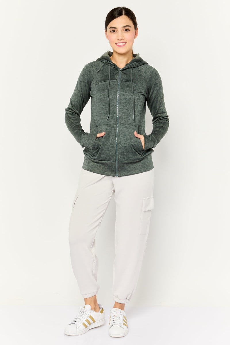 Bearpaw Women Sportswear Fit  Long Sleeves Outdoor Hoodies, Sage Green  - Image 2