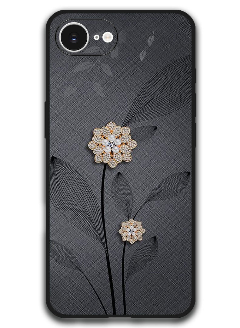 Theodor Case Compatible with Apple iPhone 17e / 16e 6.1 Inch Protection Shockproof Bumper Cover - Diamond Flowers - Image 1