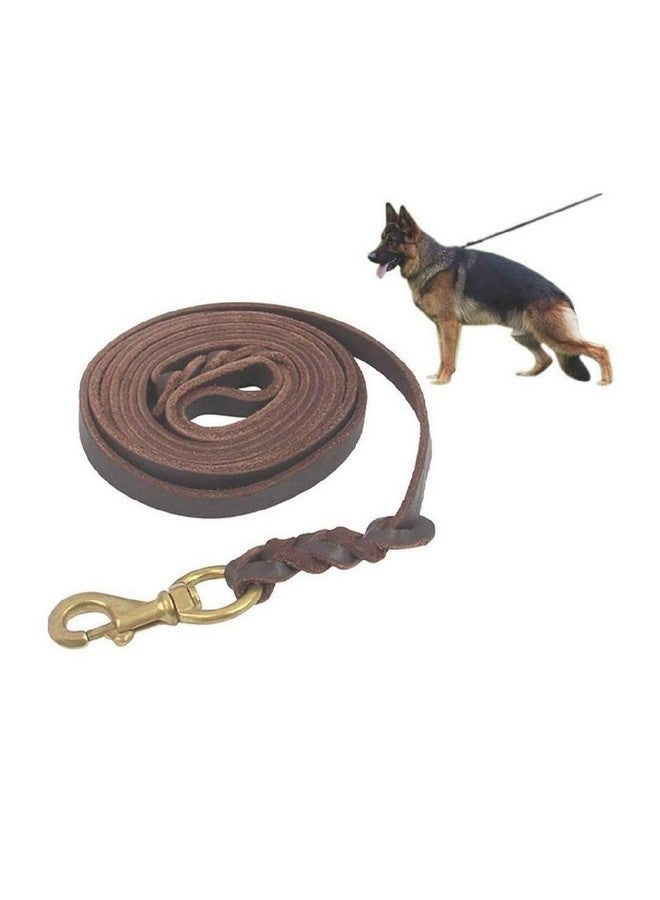 مقود جلدي طويل للكلاب الصغيرة والمتوسطة الحجم (بني، عرض 10 أقدام: 0.5 بوصة) - Image 1